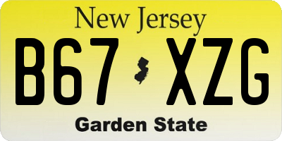 NJ license plate B67XZG
