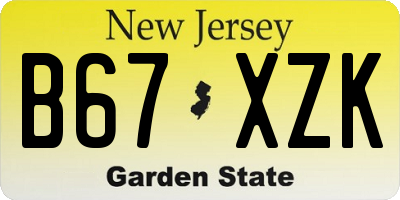 NJ license plate B67XZK