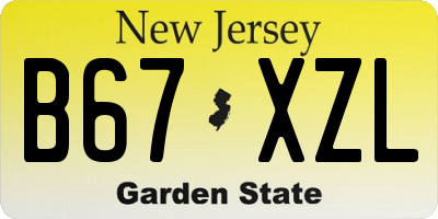 NJ license plate B67XZL