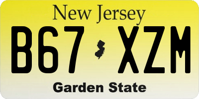 NJ license plate B67XZM