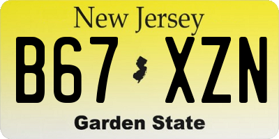 NJ license plate B67XZN