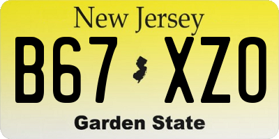 NJ license plate B67XZO