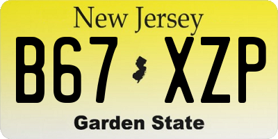 NJ license plate B67XZP