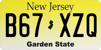 NJ license plate B67XZQ