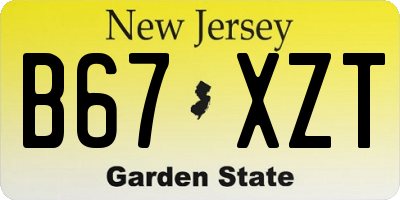 NJ license plate B67XZT