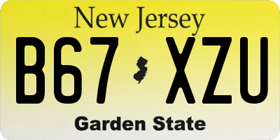 NJ license plate B67XZU