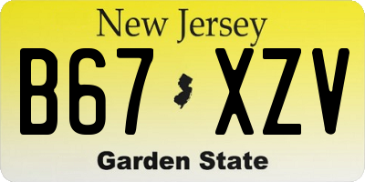 NJ license plate B67XZV