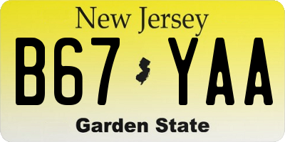 NJ license plate B67YAA