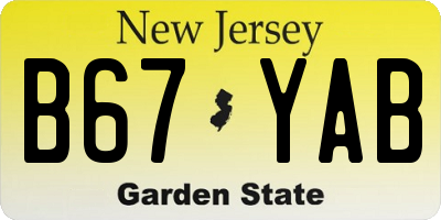 NJ license plate B67YAB