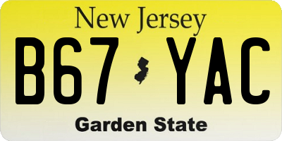 NJ license plate B67YAC