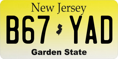 NJ license plate B67YAD