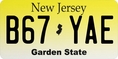 NJ license plate B67YAE