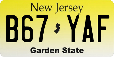 NJ license plate B67YAF