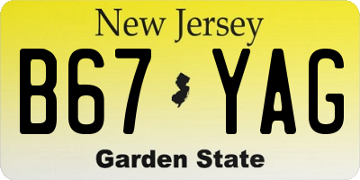 NJ license plate B67YAG