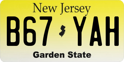 NJ license plate B67YAH