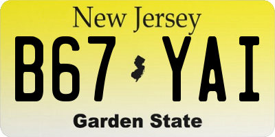 NJ license plate B67YAI