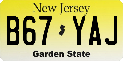NJ license plate B67YAJ