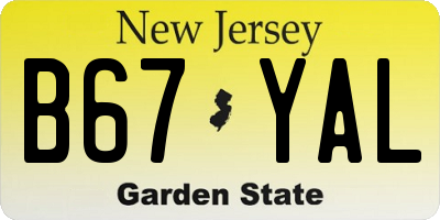 NJ license plate B67YAL