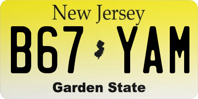NJ license plate B67YAM