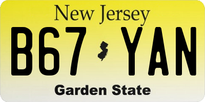 NJ license plate B67YAN