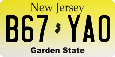 NJ license plate B67YAO