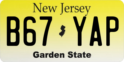 NJ license plate B67YAP