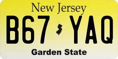 NJ license plate B67YAQ