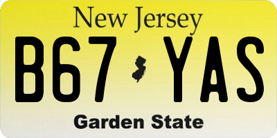 NJ license plate B67YAS