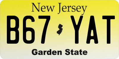 NJ license plate B67YAT