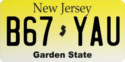 NJ license plate B67YAU