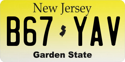 NJ license plate B67YAV
