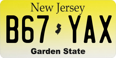NJ license plate B67YAX