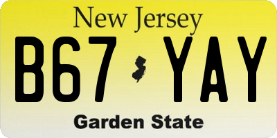 NJ license plate B67YAY