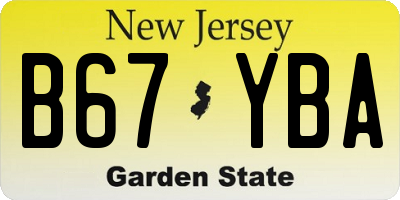 NJ license plate B67YBA