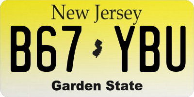 NJ license plate B67YBU