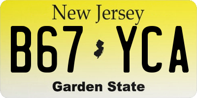 NJ license plate B67YCA
