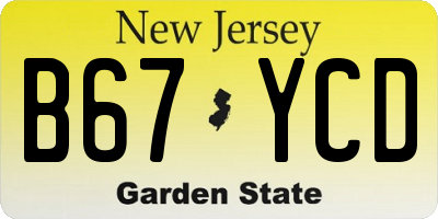 NJ license plate B67YCD
