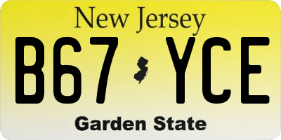NJ license plate B67YCE