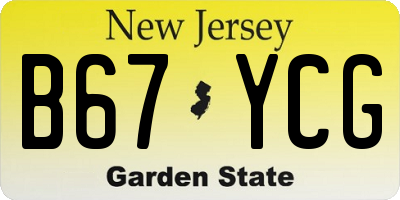 NJ license plate B67YCG