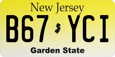 NJ license plate B67YCI