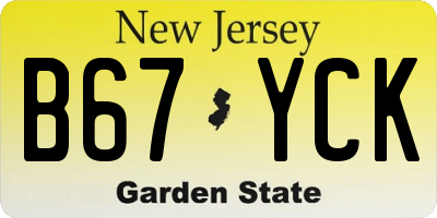 NJ license plate B67YCK