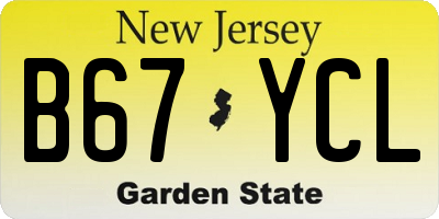 NJ license plate B67YCL