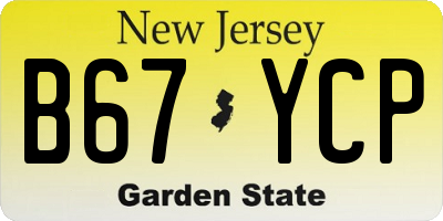 NJ license plate B67YCP