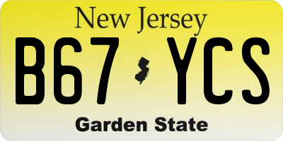 NJ license plate B67YCS