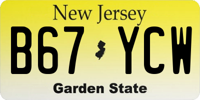 NJ license plate B67YCW