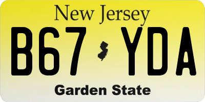 NJ license plate B67YDA