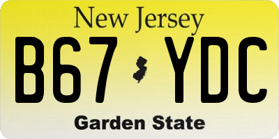 NJ license plate B67YDC