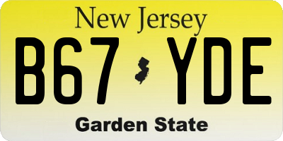 NJ license plate B67YDE