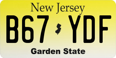 NJ license plate B67YDF