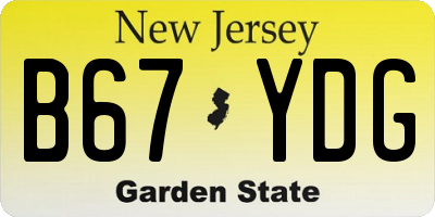NJ license plate B67YDG
